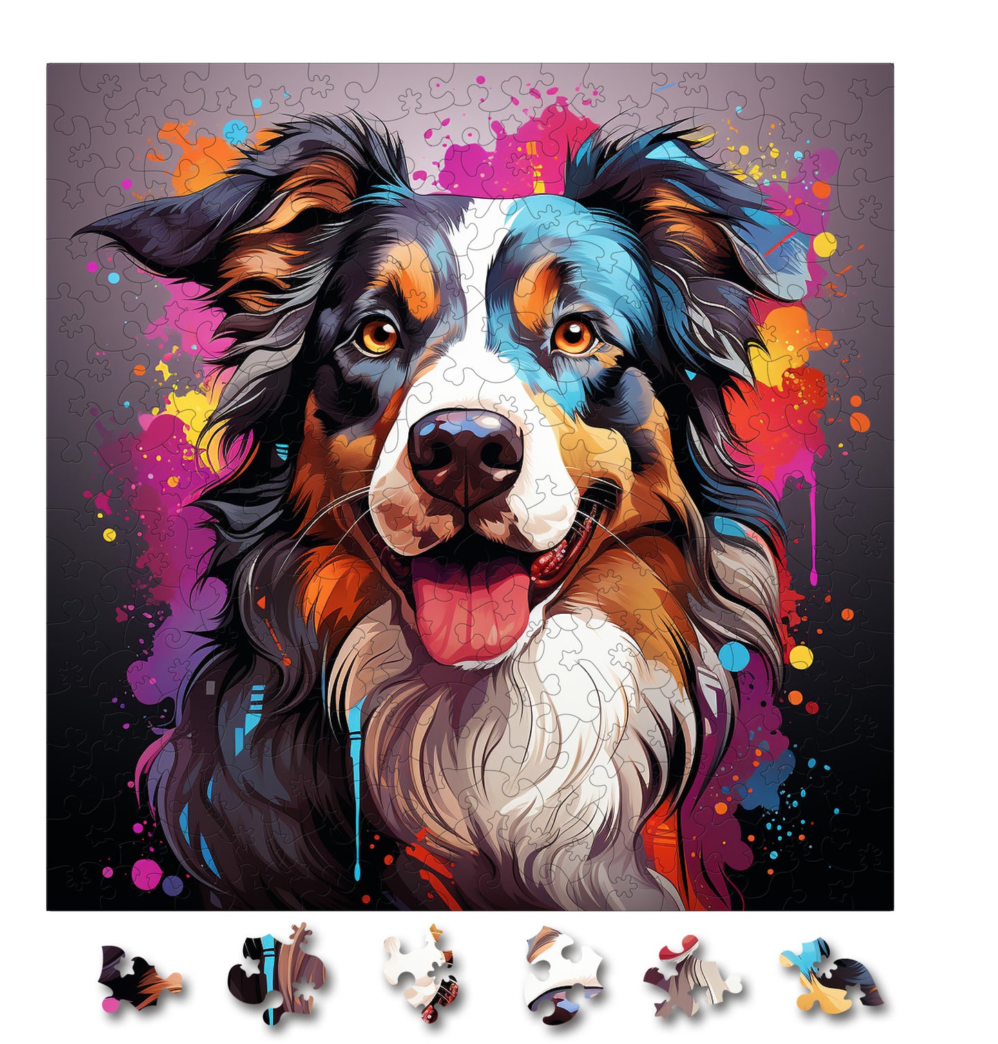 Puzzle cu Animale - Caini - Australian Shepherd 4 - 200 piese - 30 x 30 cm