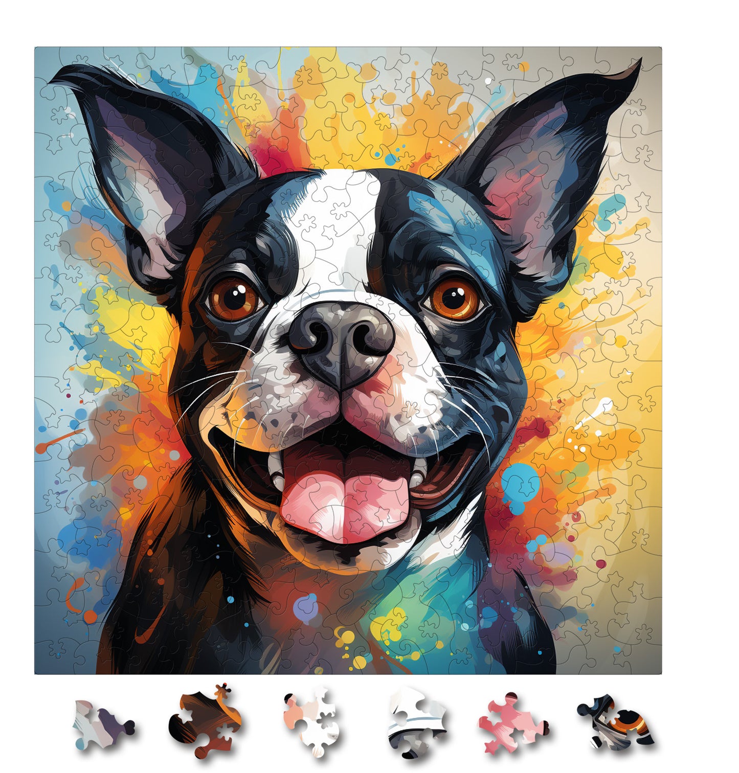 Puzzle cu Animale - Caini - Boston Terrier 1 - 200 piese - 30 x 30 cm