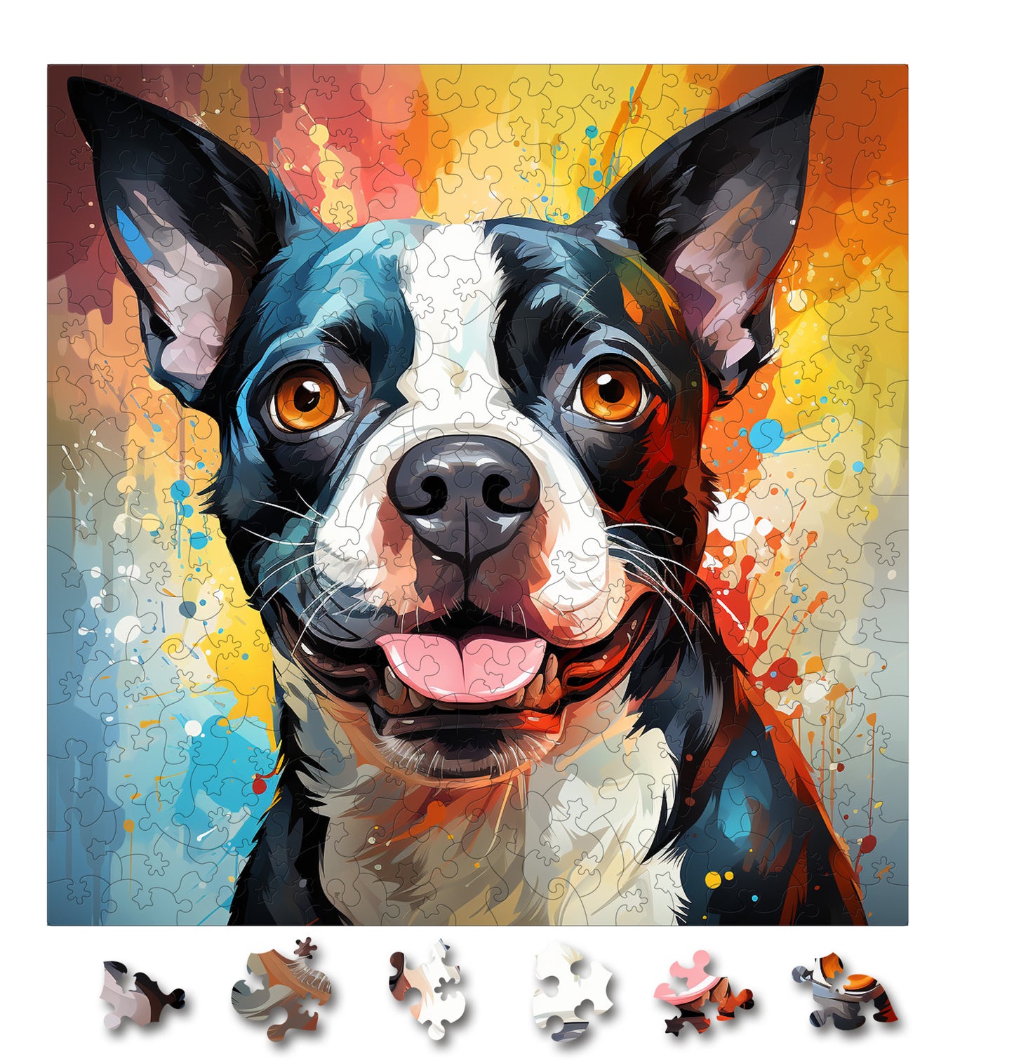 Puzzle cu Animale - Caini - Boston Terrier 3 - 200 piese - 30 x 30 cm