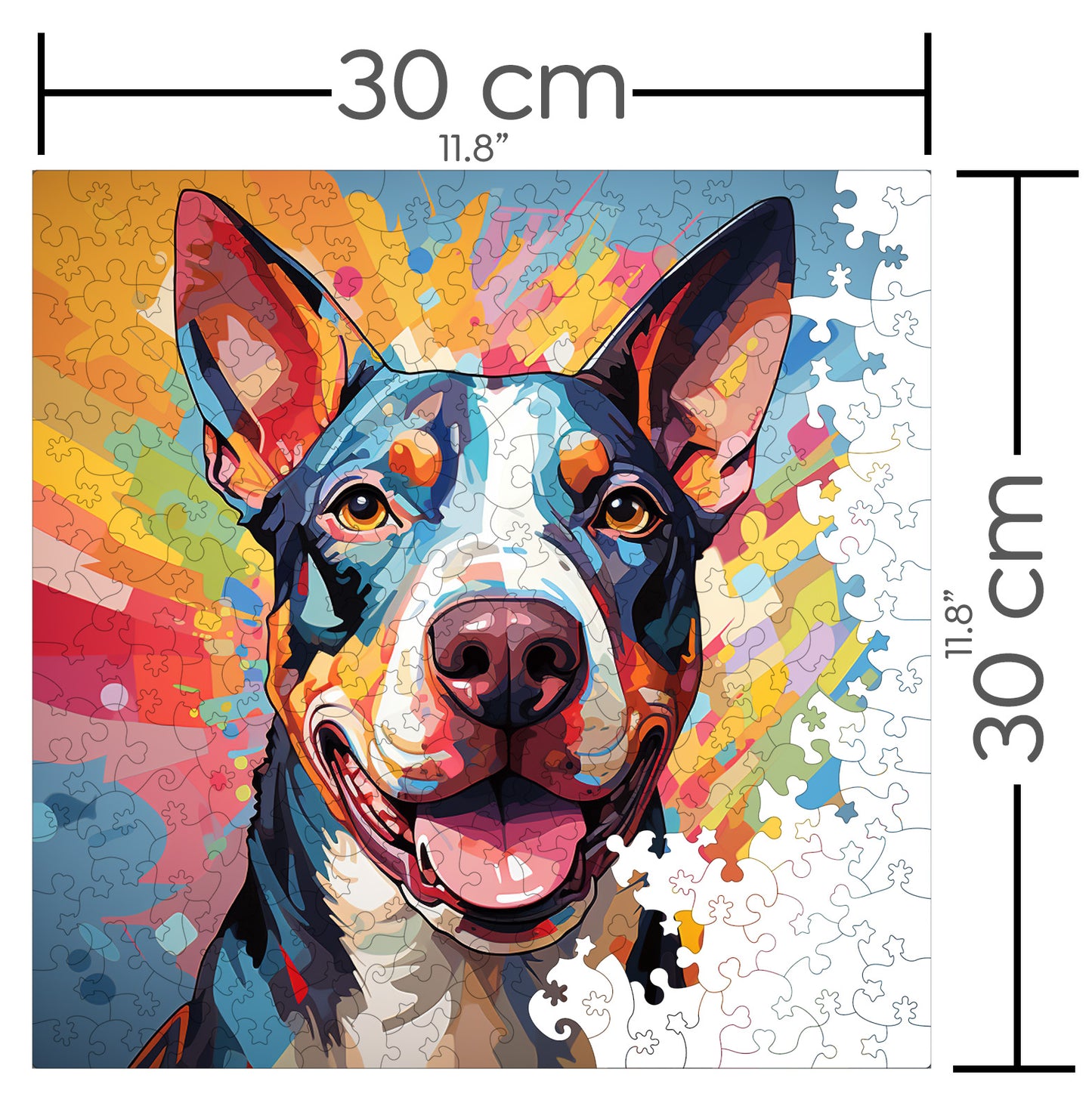 Puzzle cu Animale - Caini - Bull Terrier 3 - 200 piese - 30 x 30 cm
