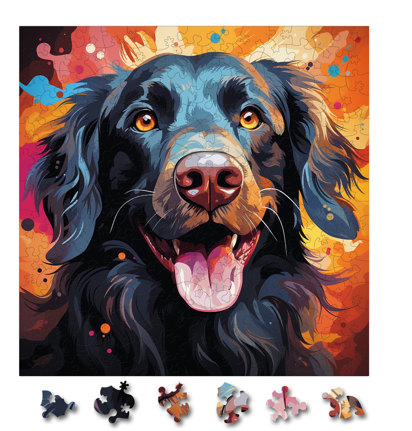 Puzzle cu Caini - Flat-Coated Retriever 1