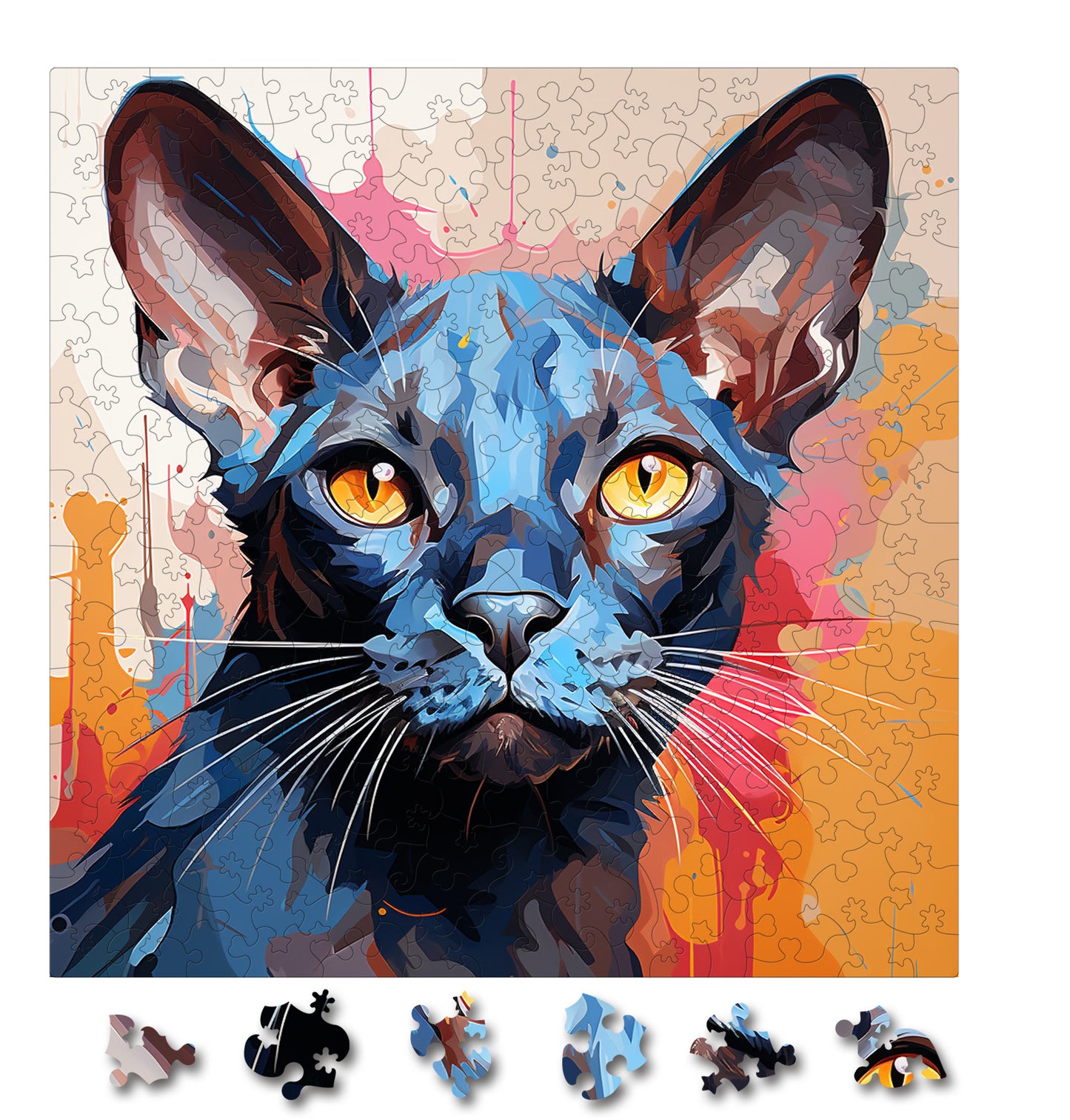 Puzzle cu Pisici - Oriental Bicolor 4 - 200 piese - 30 x 30 cm