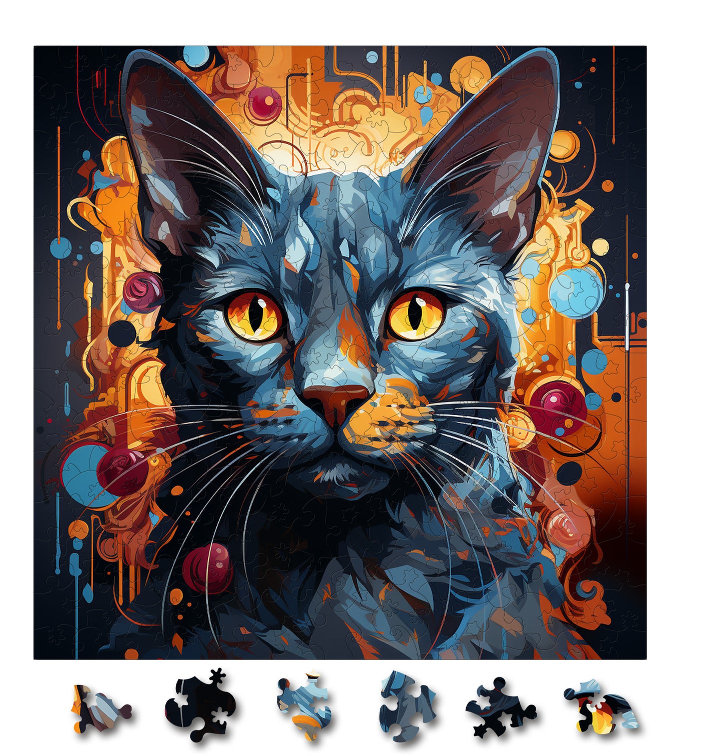 Puzzle cu Pisici - Russian Blue 1- 200 piese - 30 x 30 cm