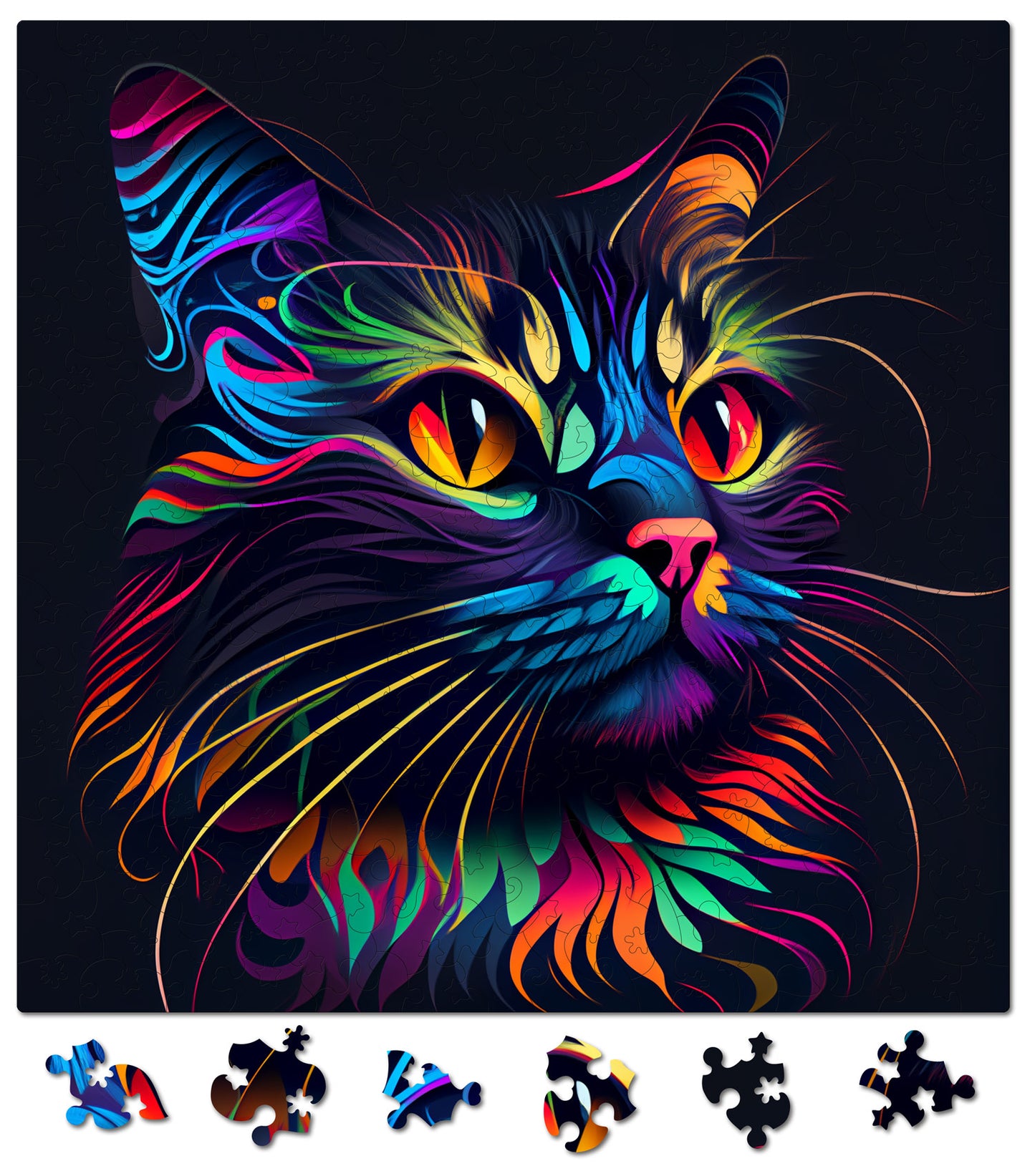 puzzle din lemn, pisica, cat, pisici, feline, kitty, colorat