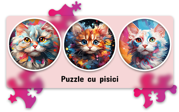 colectie puzzle din lemn cu pisici