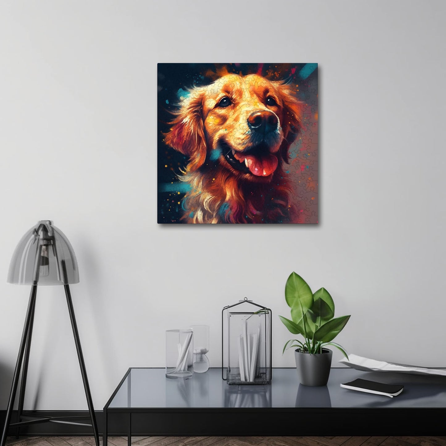 Puzzle cu Animale - Colorful Golden Retriever - 200 piese - 30 x 30 cm