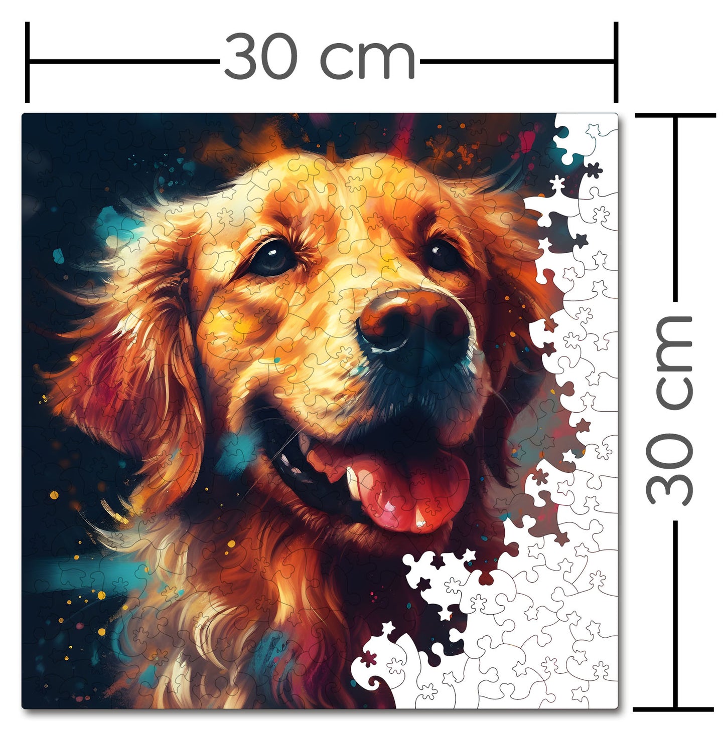 Puzzle cu Animale - Colorful Golden Retriever - 200 piese - 30 x 30 cm