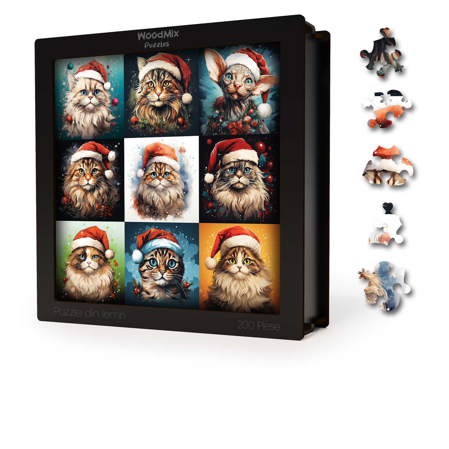 Puzzle cu Animale - Chrismas Cats - 200 piese - 30 x 30 cm