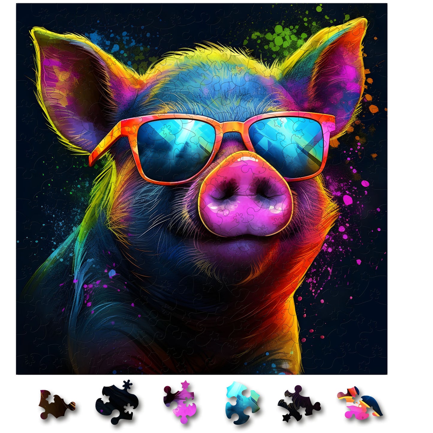 Puzzle cu Animale - Cool Pig - 200 piese - 30 x 30 cm