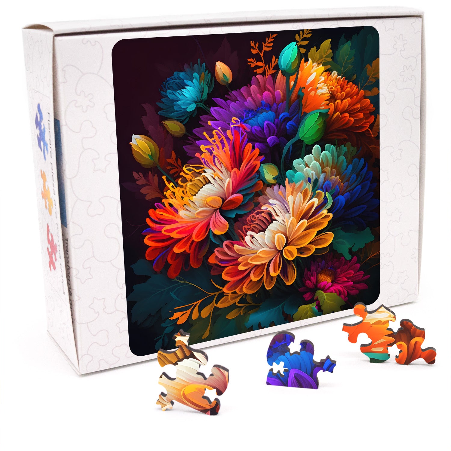 Puzzle cu Flori - Colorful Italian Asters – WoodMix Puzzles