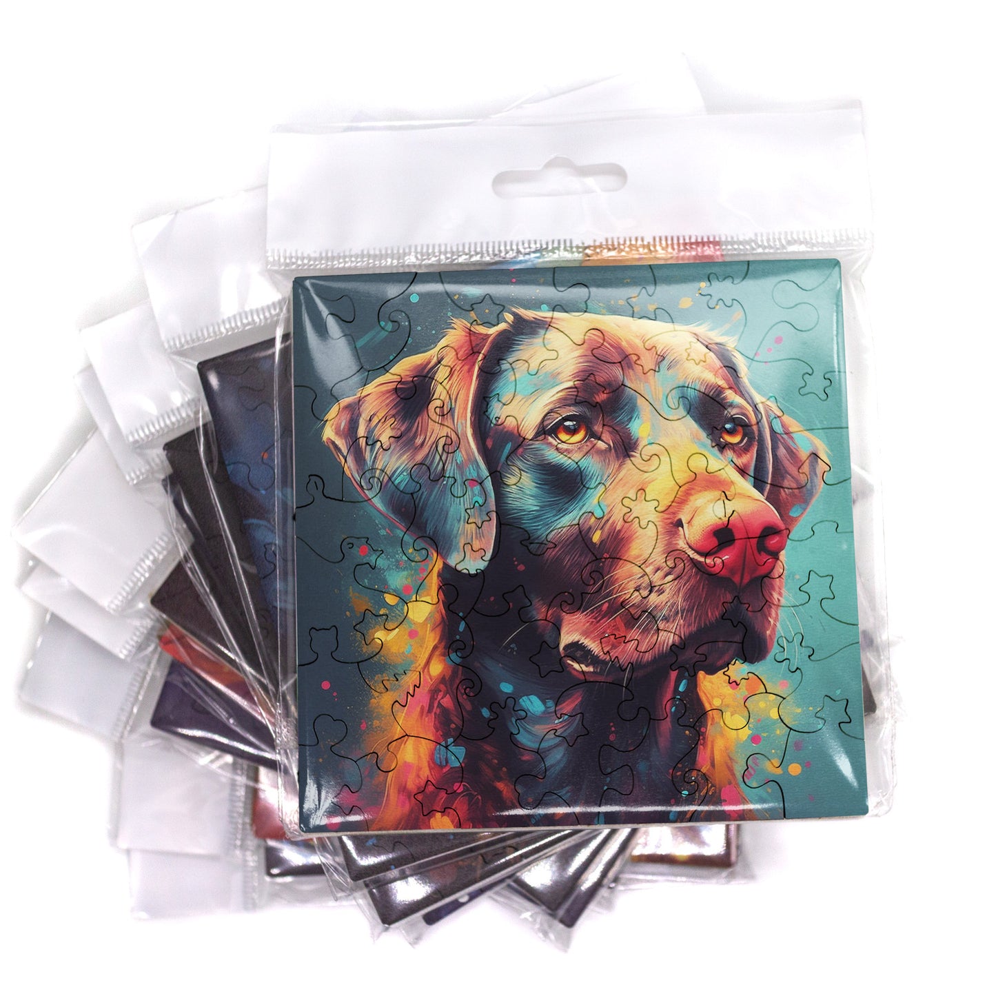 Puzzle cu Caini - Colorful Labrador