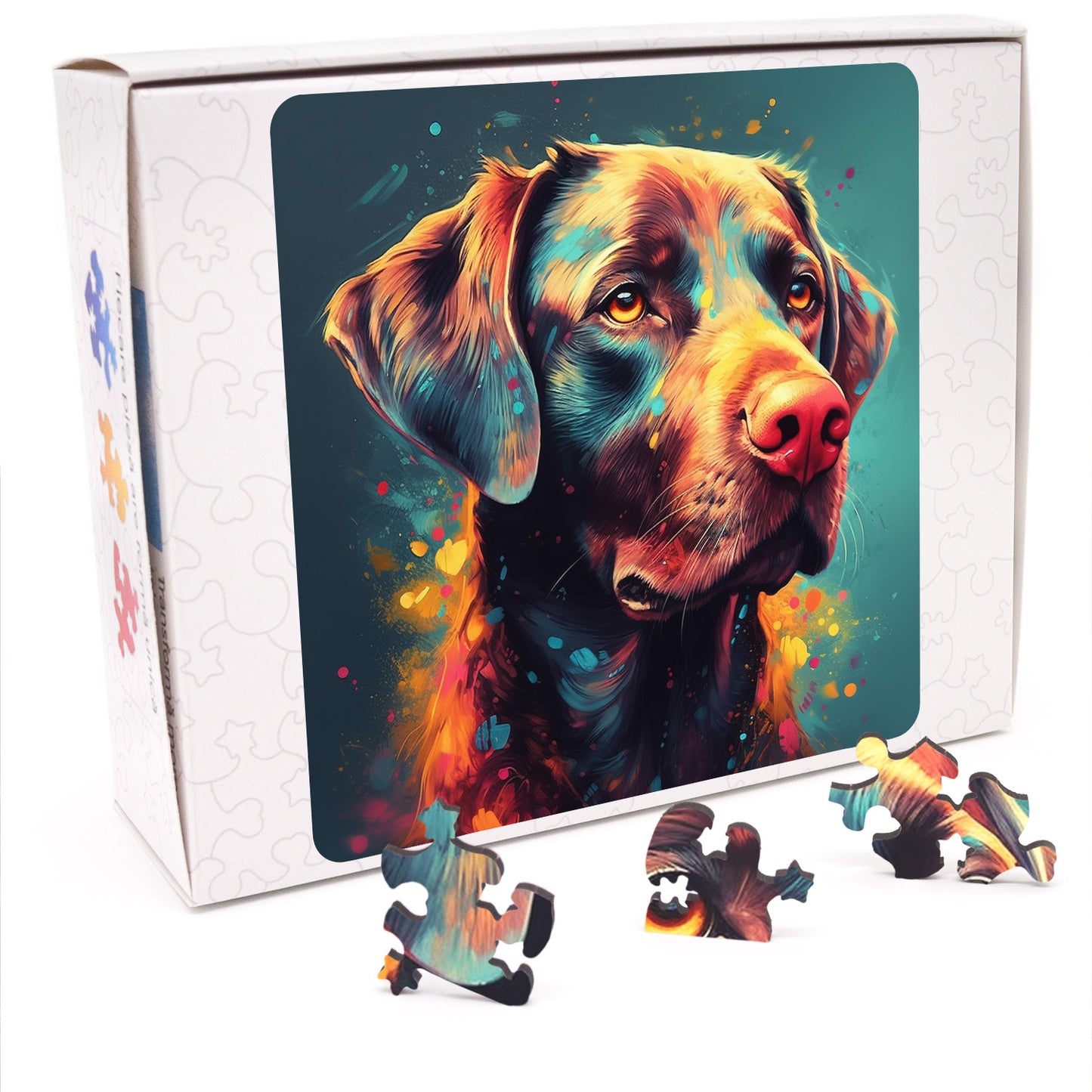 Puzzle cu Caini - Colorful Labrador