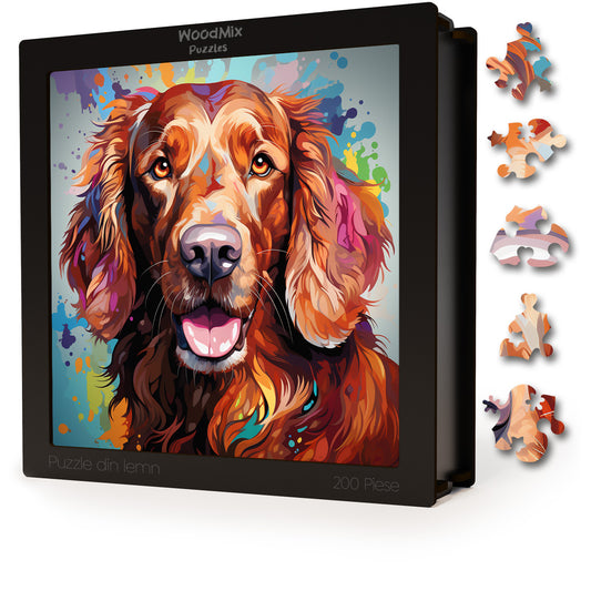 Puzzle cu Animale - Caini - Irish Setter 1 - 200 piese - 30 x 30 cm