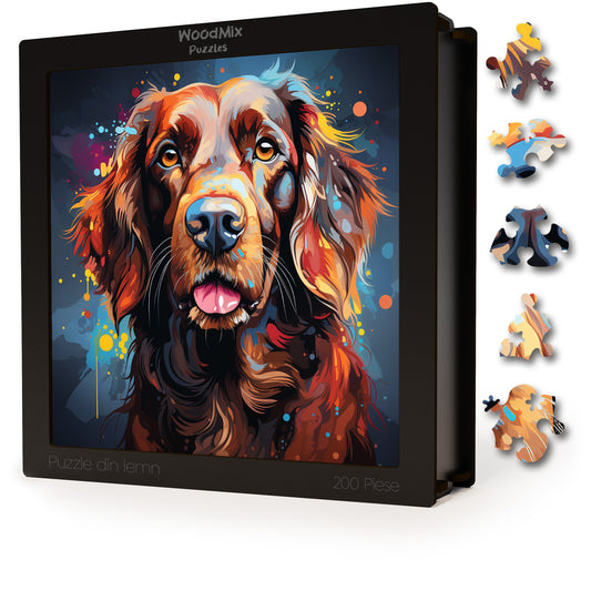 Puzzle cu Animale - Caini - Irish Setter 4 - 200 piese - 30 x 30 cm