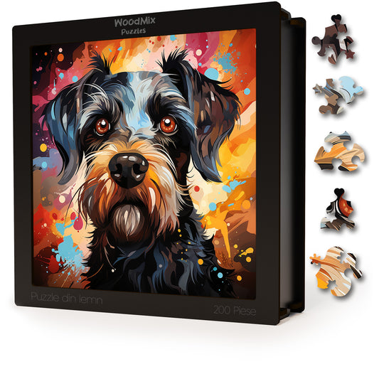 Puzzle cu Animale - Caini - Miniature Schnauzer 4 - 200 piese - 30 x 30 cm