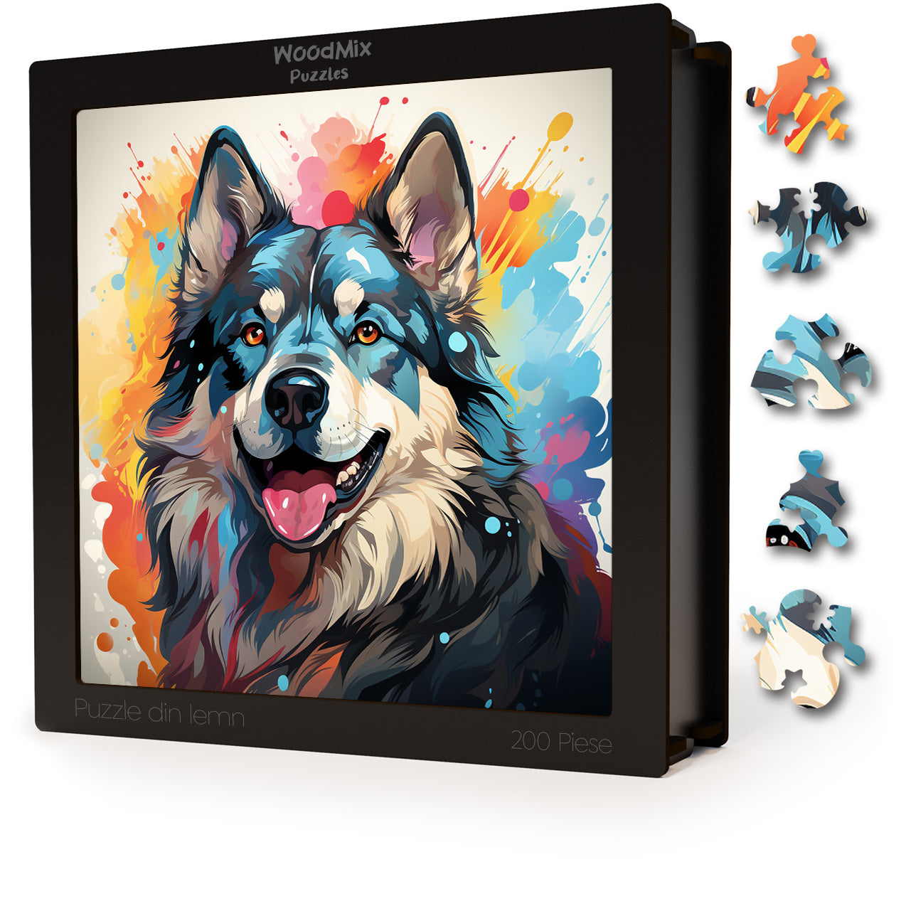 Puzzle cu Animale - Caini - Norwegian Elkhound 4 - 200 piese - 30 x 30 cm