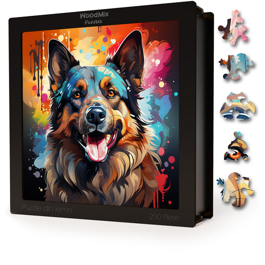 Puzzle cu Animale - Caini - Norwegian Elkhound 1 - 200 piese - 30 x 30 cm