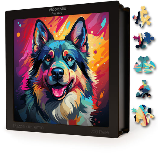 Puzzle cu Animale - Caini - Norwegian Elkhound 2 - 200 piese - 30 x 30 cm