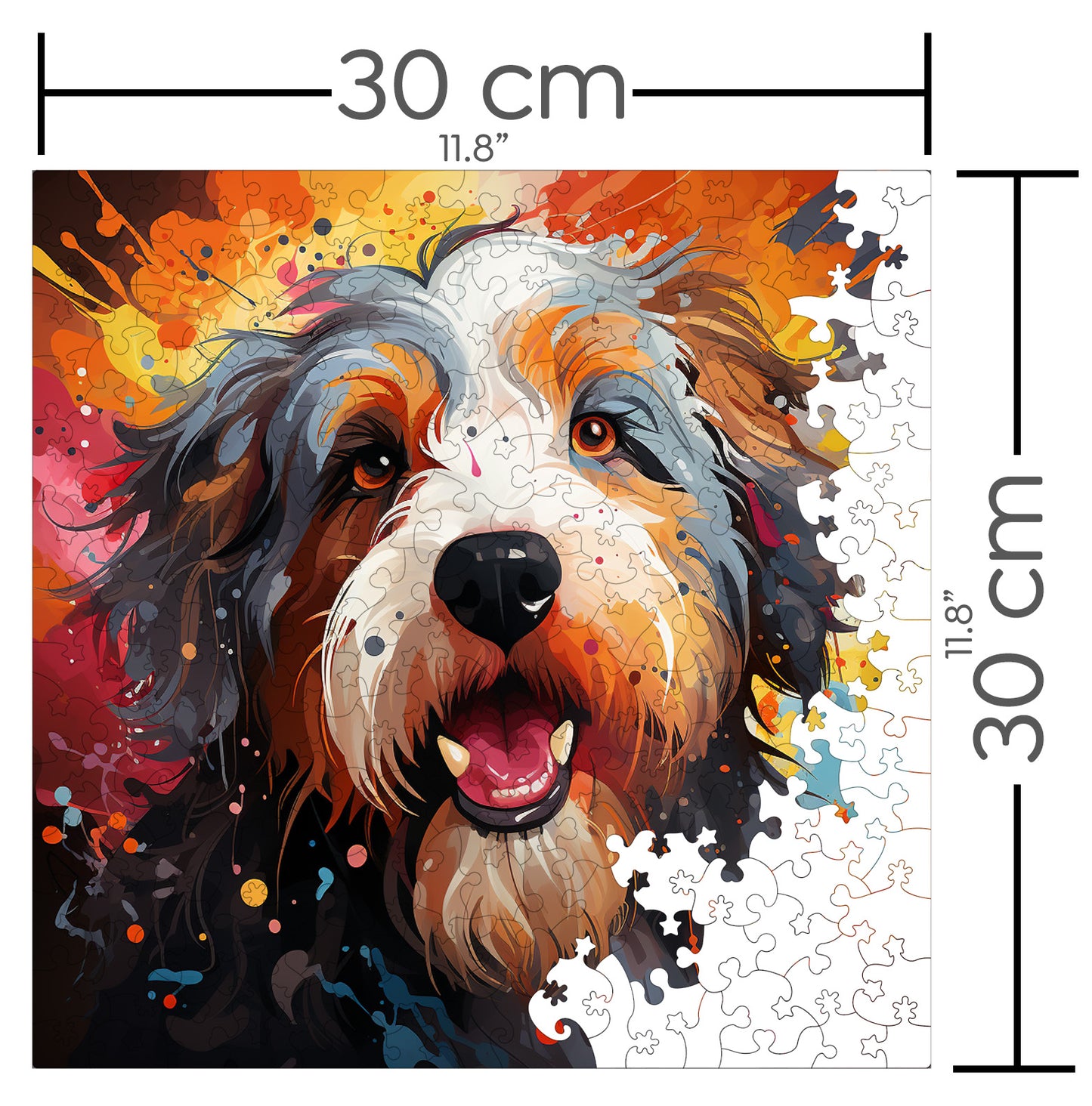 Puzzle cu Animale - Caini - Old English Sheep Dog 3 - 200 piese - 30 x 30 cm