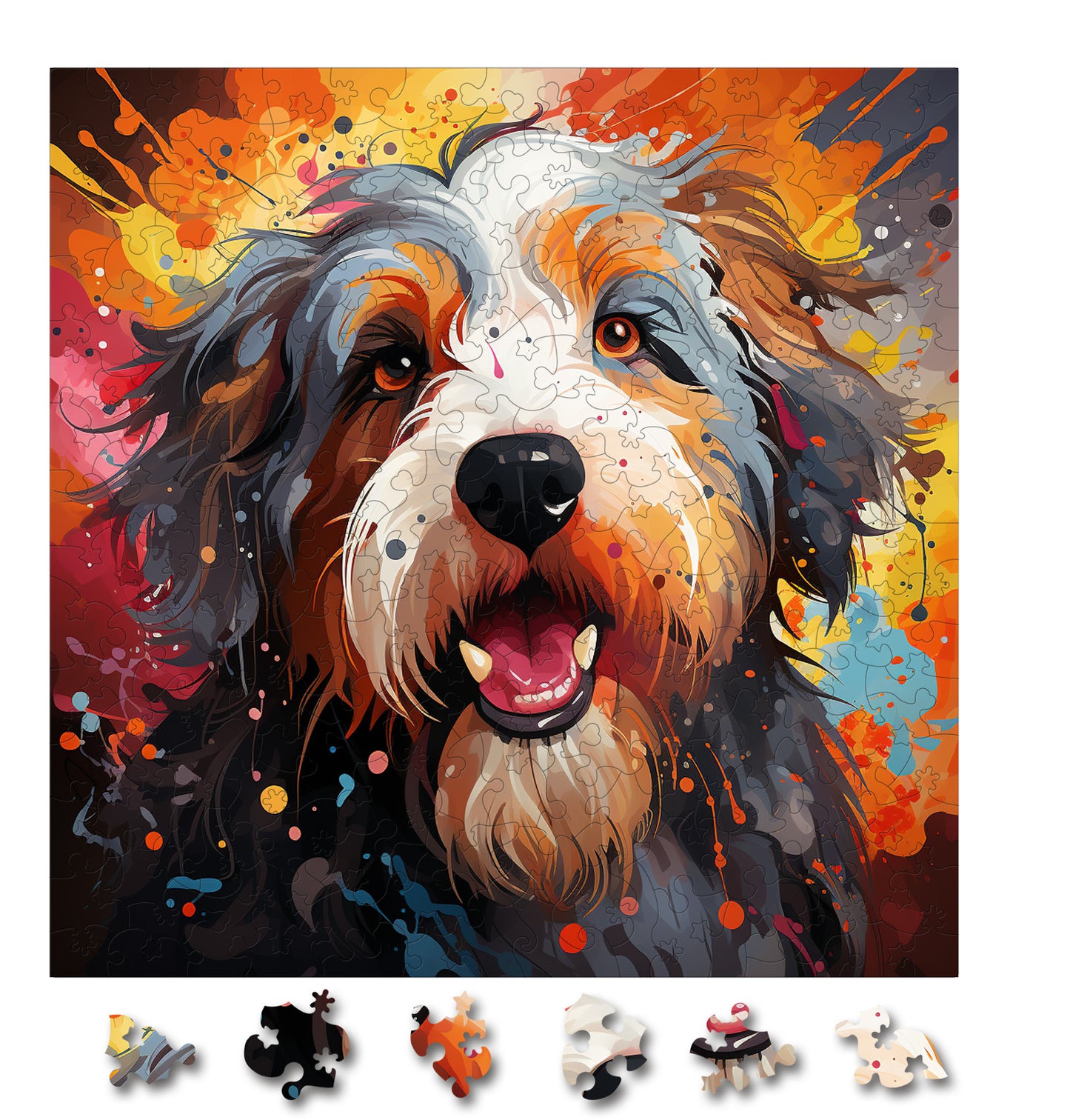 Puzzle cu Animale - Caini - Old English Sheep Dog 3 - 200 piese - 30 x 30 cm