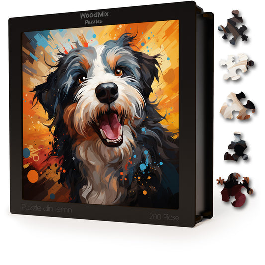 Puzzle cu Animale - Caini - Old English Sheep Dog 4 - 200 piese - 30 x 30 cm