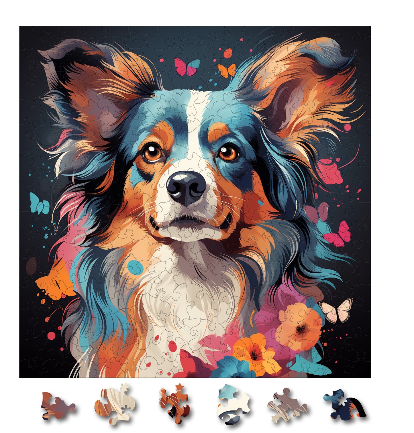 Puzzle cu Animale - Caini - Papillon 3 - 200 piese - 30 x 30 cm