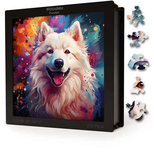 Puzzle cu Animale - Caini - Samoyed 4 - 200 piese - 30 x 30 cm