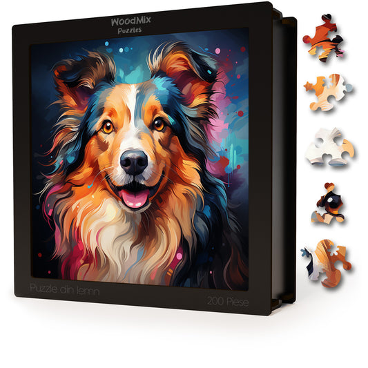 Puzzle cu Animale - Caini - Shetland Sheep Dog 3 - 200 piese - 30 x 30 cm