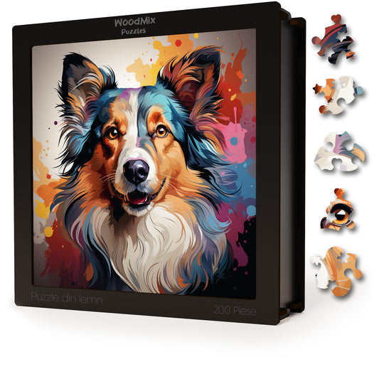 Puzzle cu Animale - Caini - Shetland Sheep Dog 4 - 200 piese - 30 x 30 cm