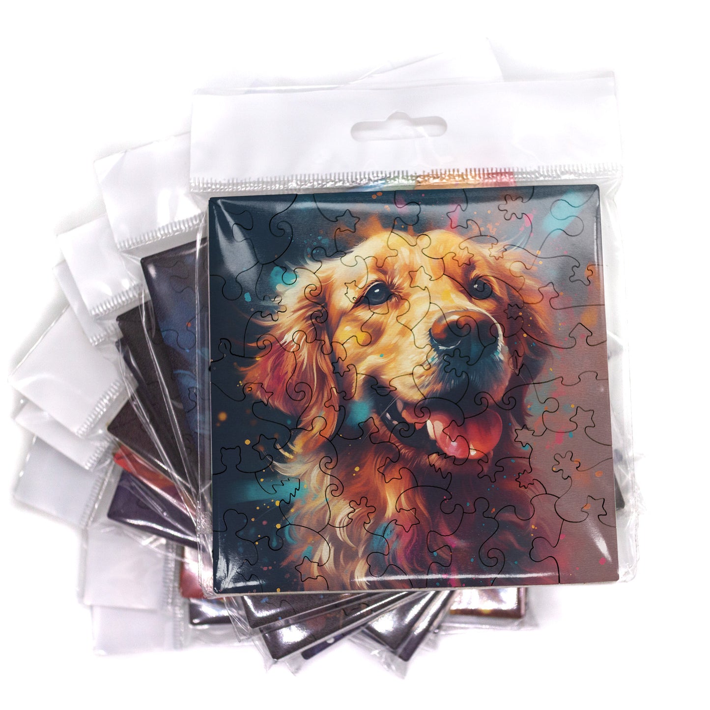 Puzzle cu Animale - Colorful Golden Retriever