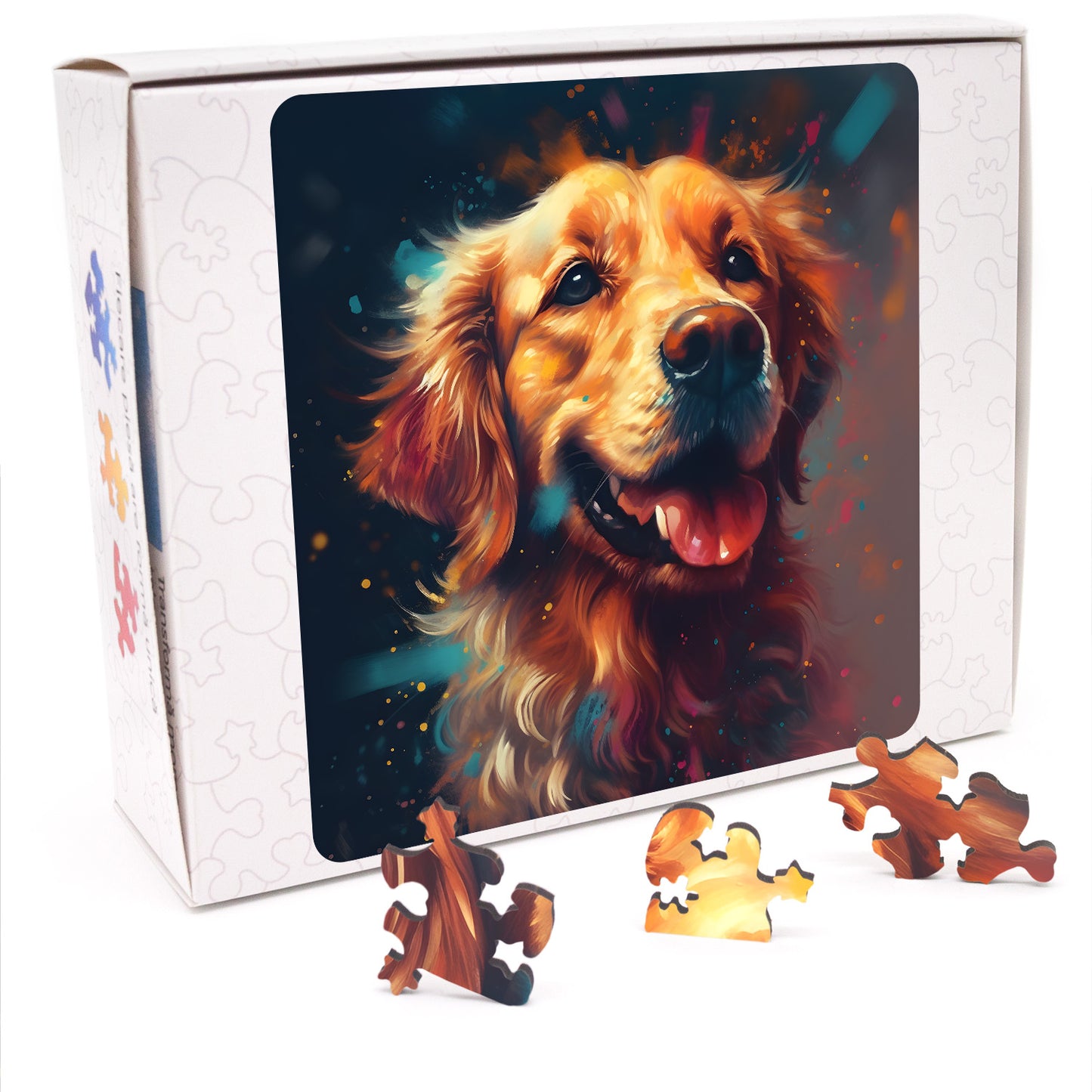 Puzzle cu Animale - Colorful Golden Retriever