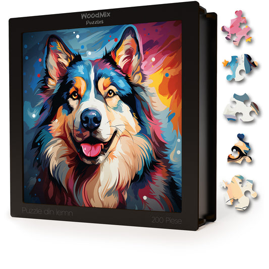 Puzzle cu Animale - Caini - Alaskan Malamute 4 - 200 piese - 30 x 30 cm