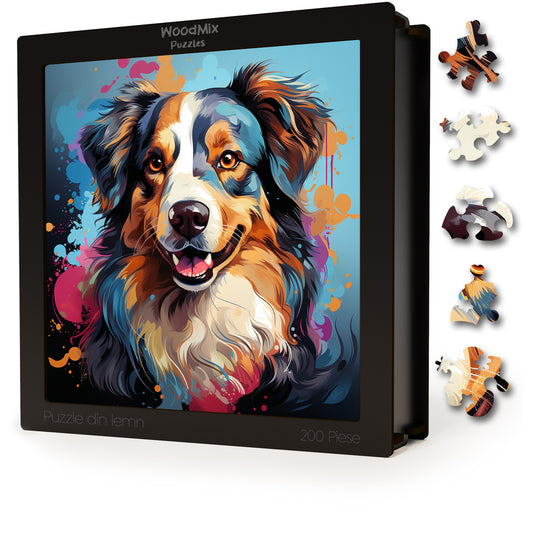 Puzzle cu Animale - Caini - Australian Shepherd 3 - 200 piese - 30 x 30 cm