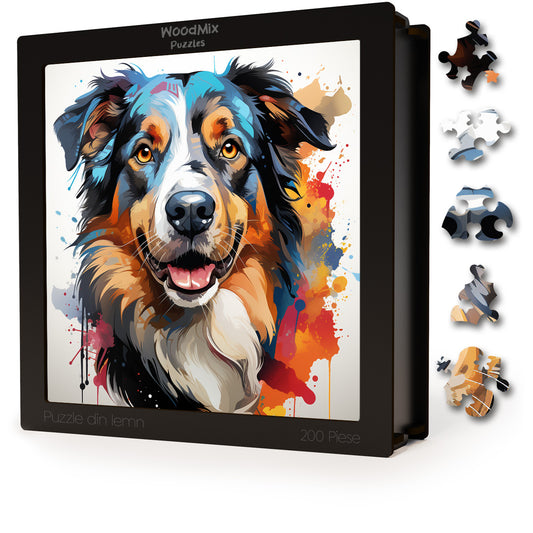 Puzzle cu Animale - Caini - Australian Shepherd 2 - 200 piese - 30 x 30 cm