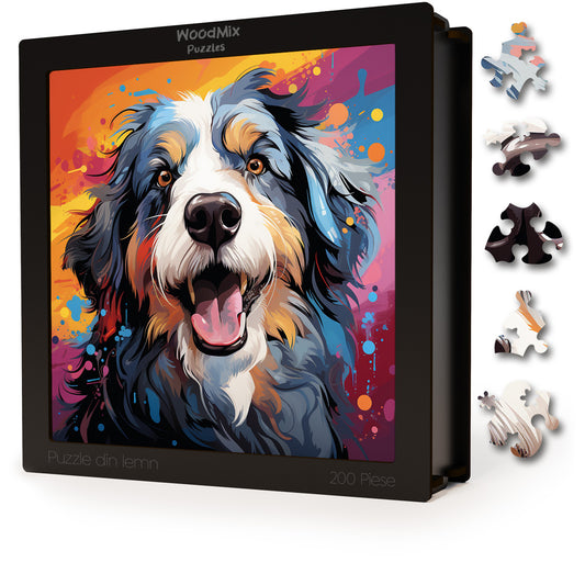 Puzzle cu Animale - Caini - Bearded Collie 1 - 200 piese - 30 x 30 cm
