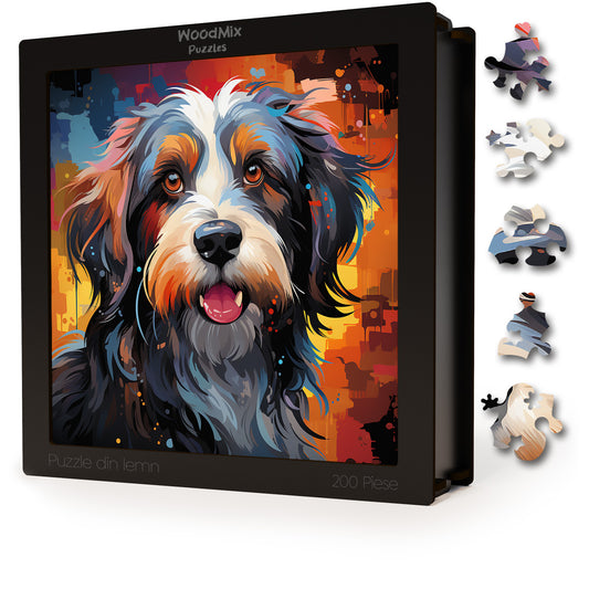 Puzzle cu Animale - Caini - Bearded Collie 3 - 200 piese - 30 x 30 cm