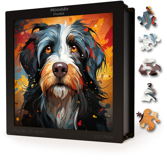 Puzzle cu Animale - Caini - Bearded Collie 4 - 200 piese - 30 x 30 cm