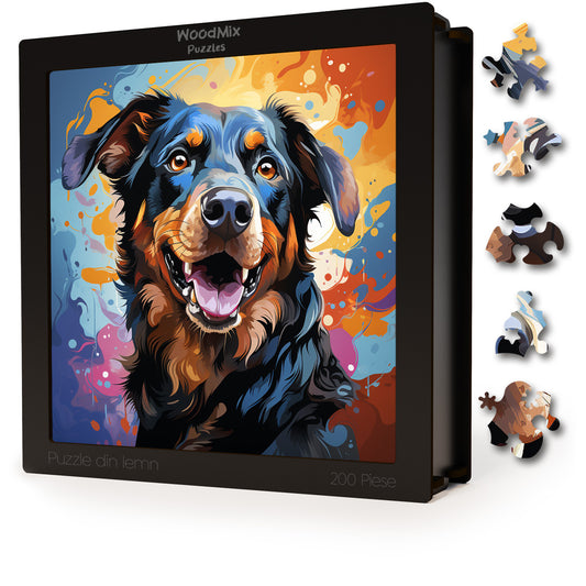 Puzzle cu Animale - Caini - Beauceron 2 - 200 piese - 30 x 30 cm