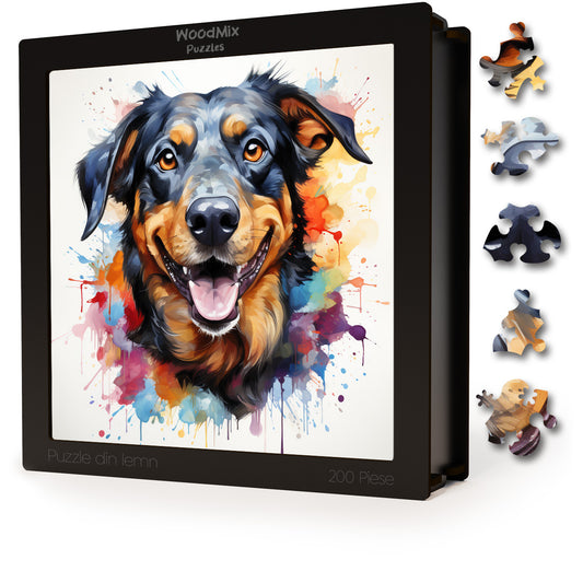 Puzzle cu Animale - Caini - Beauceron 1 - 200 piese - 30 x 30 cm