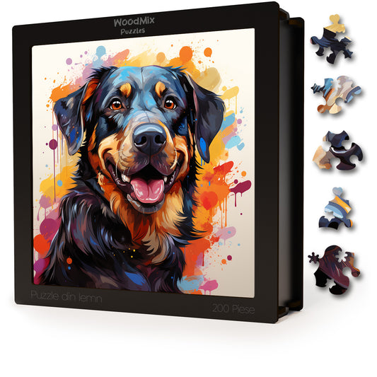 Puzzle cu Animale - Caini - Beauceron 3 - 200 piese - 30 x 30 cm
