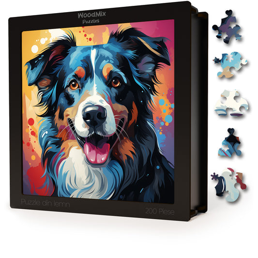 Puzzle cu Animale - Caini - Border Collie 4 - 200 piese - 30 x 30 cm