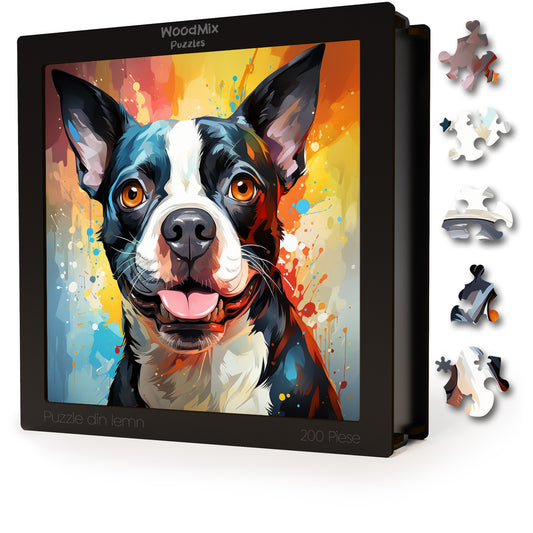 Puzzle cu Animale - Caini - Boston Terrier 3 - 200 piese - 30 x 30 cm