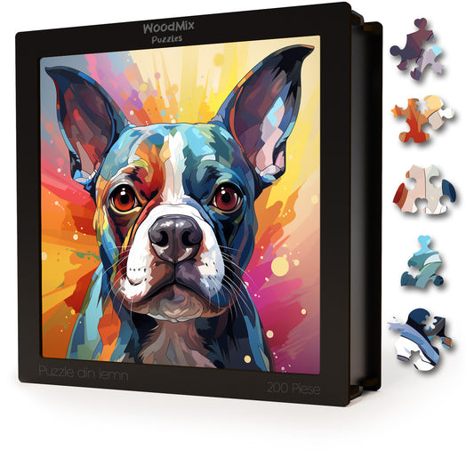 Puzzle cu Animale - Caini - Boston Terrier 4 - 200 piese - 30 x 30 cm