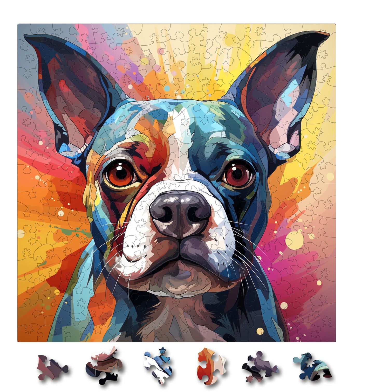 Puzzle cu Animale - Caini - Boston Terrier 4 - 200 piese - 30 x 30 cm