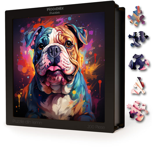 Puzzle cu Animale - Caini - Bulldog 2 - 200 piese - 30 x 30 cm