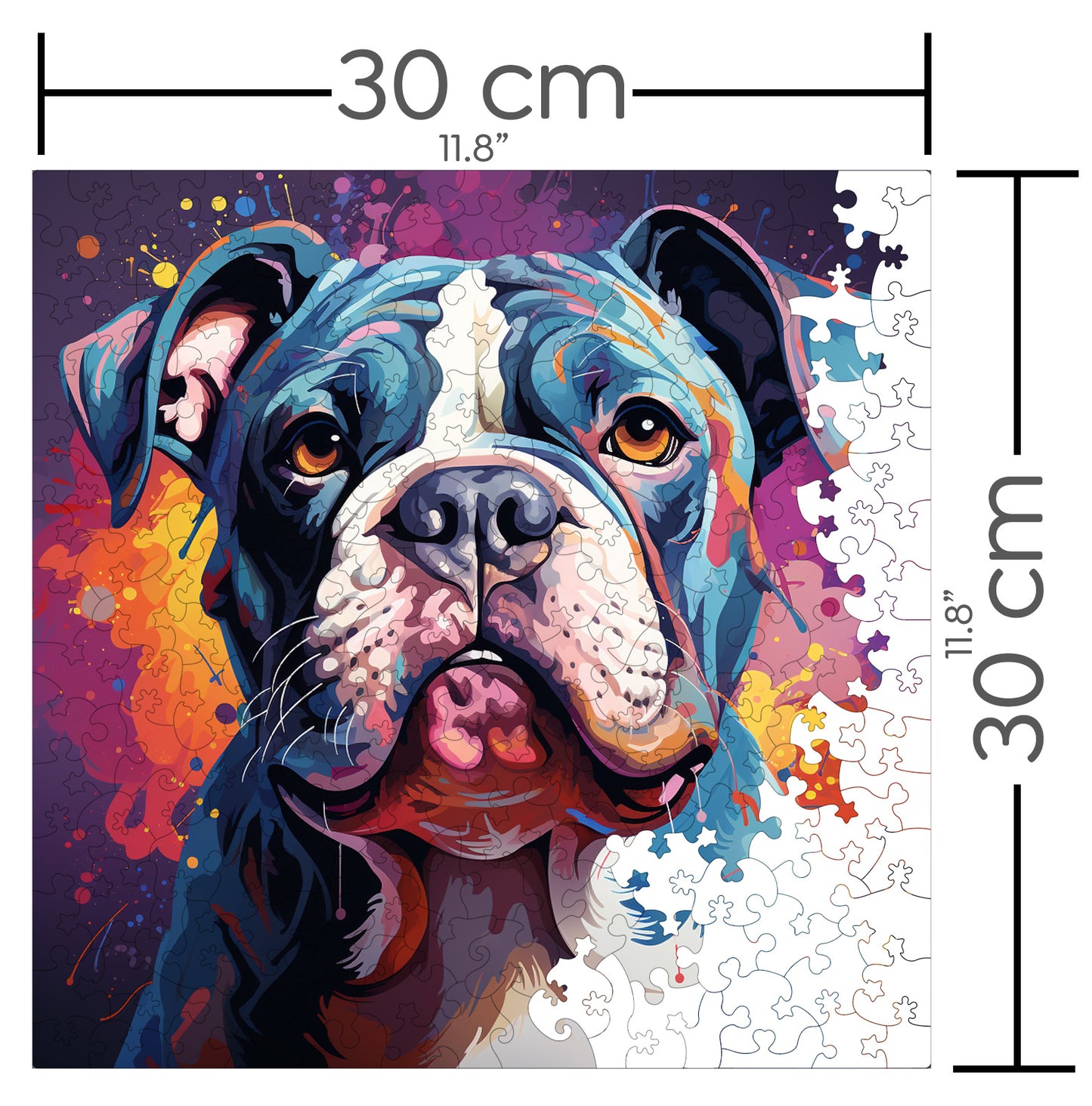 Puzzle cu Animale - Caini - Bulldog 3 - 200 piese - 30 x 30 cm