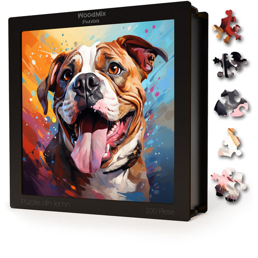 Puzzle cu Animale - Caini - Bulldog 4 - 200 piese - 30 x 30 cm