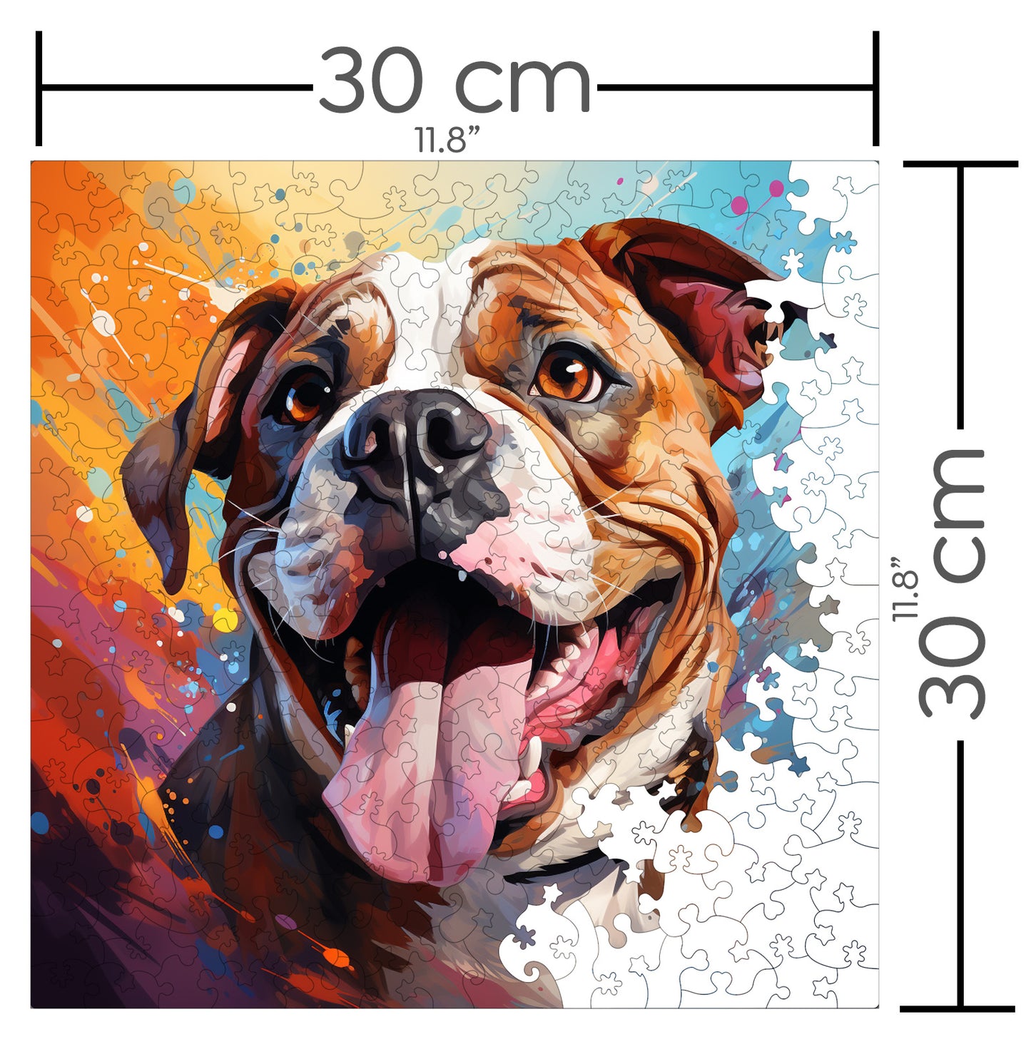 Puzzle cu Animale - Caini - Bulldog 4 - 200 piese - 30 x 30 cm