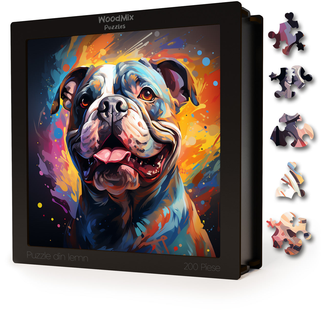 Puzzle cu Animale - Caini - Bulldog 5 - 200 piese - 30 x 30 cm