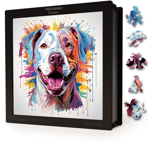 Puzzle cu Animale - Caini - Dogo Argentino 3 - 200 piese - 30 x 30 cm